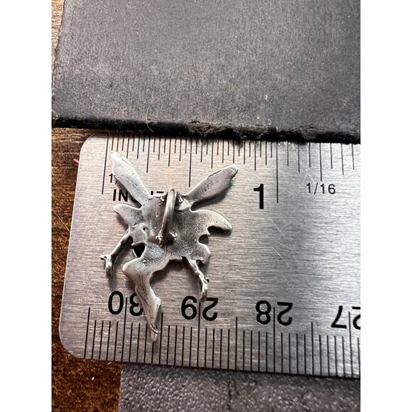 Vintage Sterling Silver Fairy Pendant | Estate Figural Charm - Picture 7 of 9